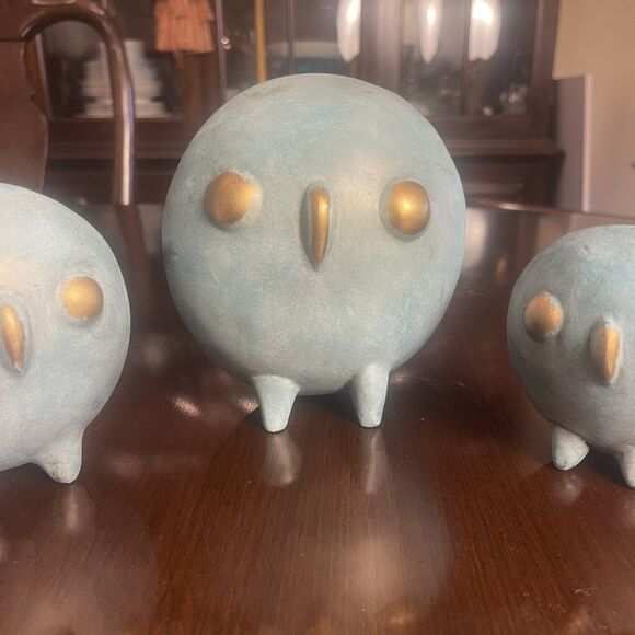 VTG Mexican Handmade Pottery Set Owl Figurines Folk Art Decor Boho Southwestern - Picture 4 of 14